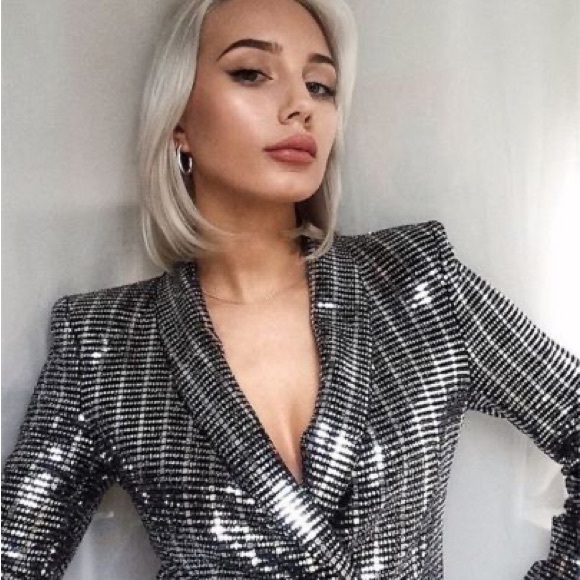 ZARA ~ Iridescent Mirrored Blazer Dress - Picture 13 of 15